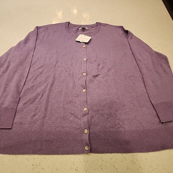 NWT Croft Barrow 3x Purple Lilac Cardigan Sweater Button Front - Picture 1 of 6